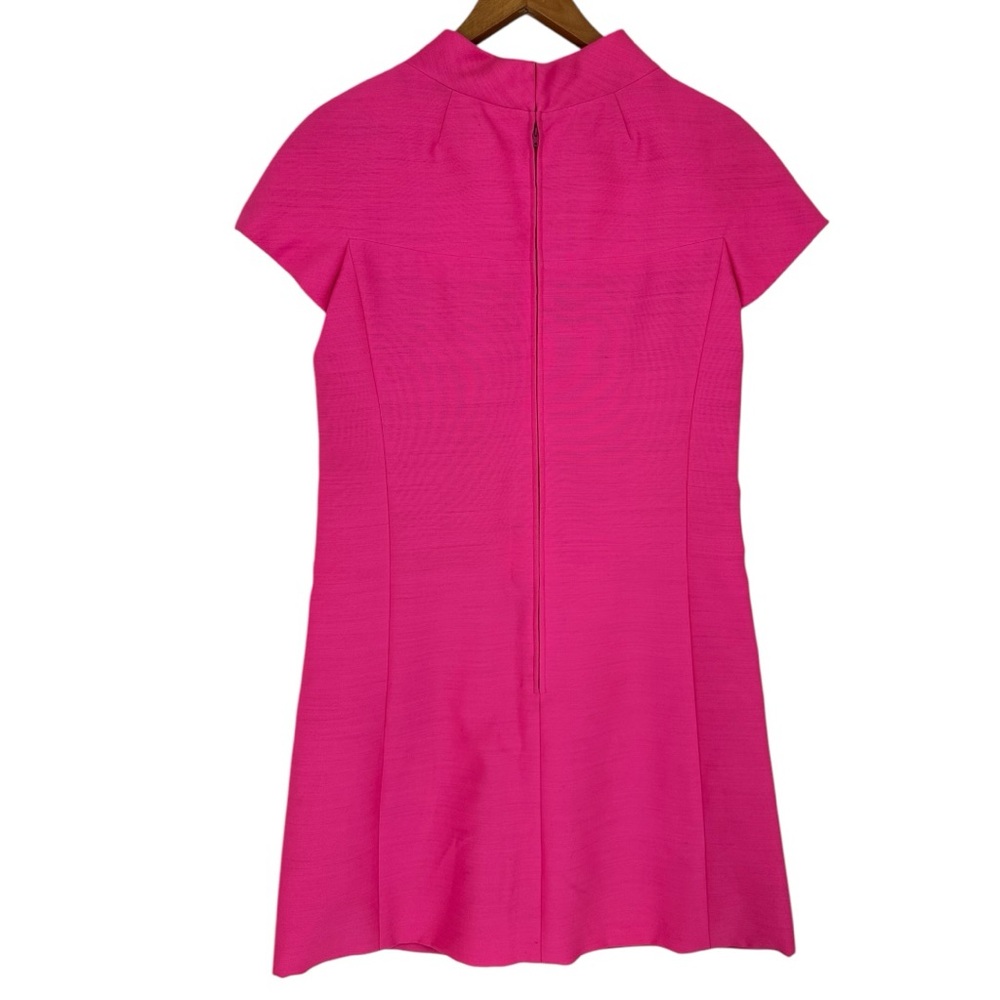 60’s Vintage Hot Pink Party Dress Cap Sleeve Bow Detail Cocktail Retro - Picture 7 of 13